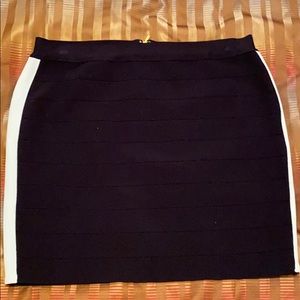 Bebe black with white stripe bandage skirt